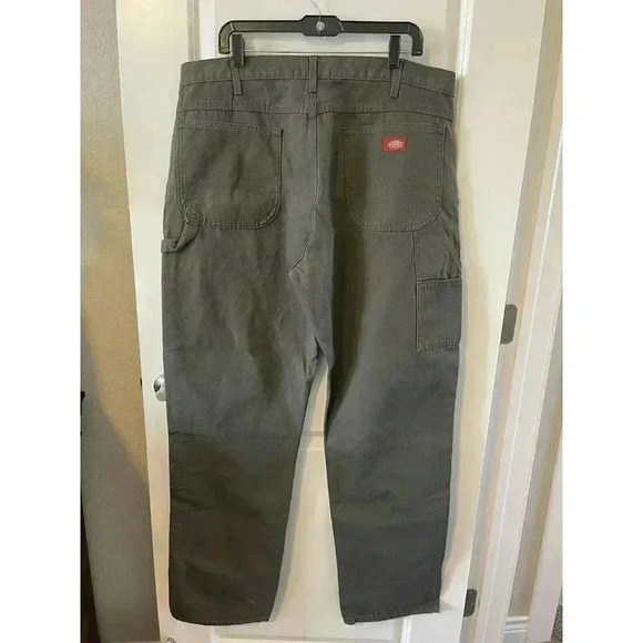 Mens Green Dickies Carpenter Pants Size 38x36 great condition heavy canvas - Picture 2 of 4
